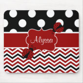 Black Red Ladybug Chevron Personalized Mousepad Muismat (Voorkant)