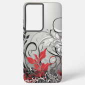 Black Red Leaf design Samsung Galaxy Hoesje (Achterkant)