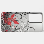 Black Red Leaf design Samsung Galaxy Hoesje (Linkerkant)