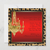 Black Red Leopard Gold Chandelier Birthday Kaart (Achterkant)