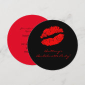 Black Red Lips Kiss Bachelorette Party Uitnodiging (Voorkant / Achterkant)