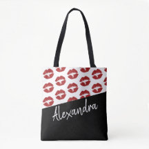 Black Red Lips Kiss Pattern Moderne Personeelsform