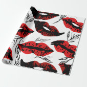 Black & Red Lips Valentijn Cadeaupapier (Uitgerold)