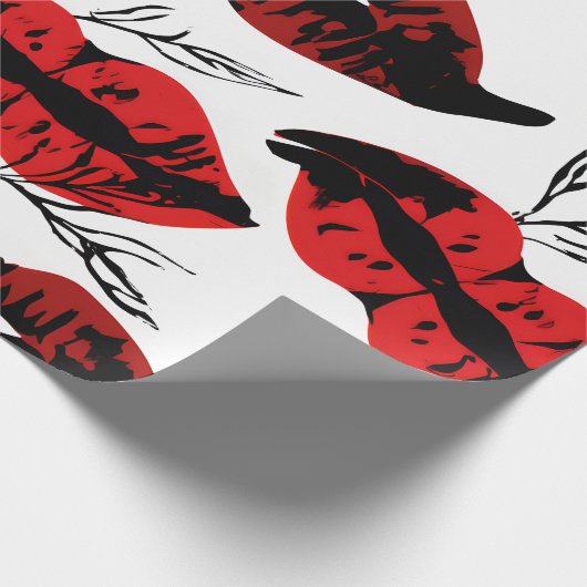 Black & Red Lips Valentijn Cadeaupapier (Hoek)