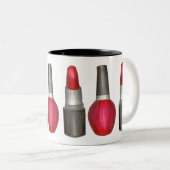 Black Red Lipstick Nail Poolse Makeup Beauty Mok (Voorkant rechts)