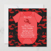 Black Red Lobster Crayfish Baby Boy Shower Kaart (Voorkant)