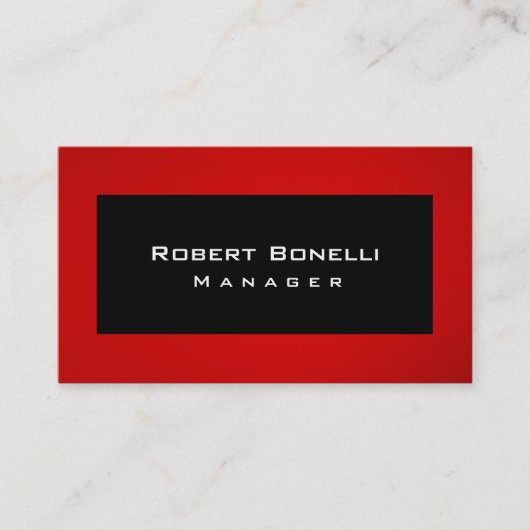 Black Red Manager Modern Plain Visitekaartje (Voorkant)