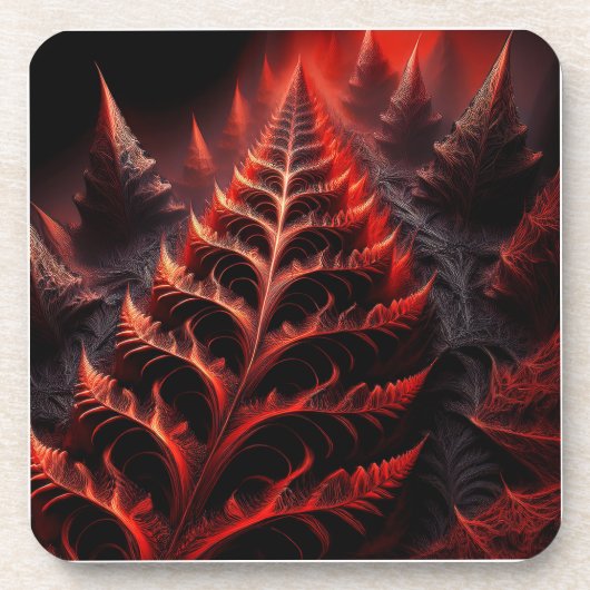 Black & Red Mandelbrot Fractal Highway naar de hel Bier Onderzetter (Voorkant)