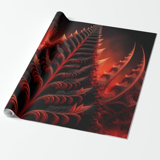 Black & Red Mandelbrot Fractal Highway To Hell Cadeaupapier (Uitgerold)