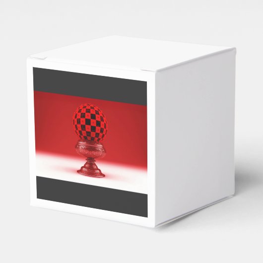 Black & Red Mandy Ball On Metallic Rose Base Bedankdoosjes (Voorkant Zijde)