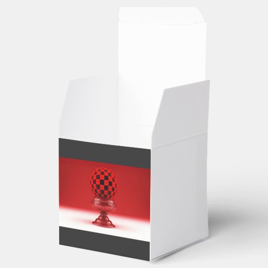 Black & Red Mandy Ball On Metallic Rose Base Bedankdoosjes (Geopend)