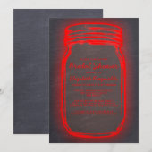 Black & Red Mason Jar Bridal Shower-uitnodigingen Kaart (Voorkant / Achterkant)