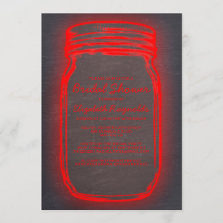 Black & Red Mason Jar Bridal Shower-uitnodigingen Kaart