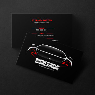 Black & Red Mobile Auto Detailing Automotive Car Visitekaartje
