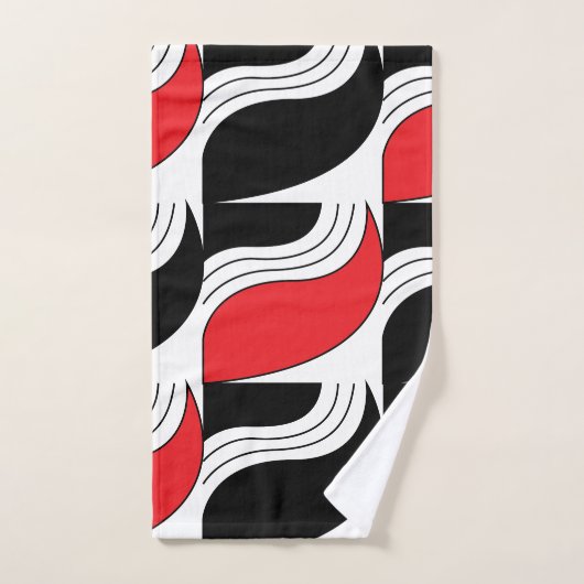 Black Red Modern Geometric Pattern Bad Handdoek (Handdoek)
