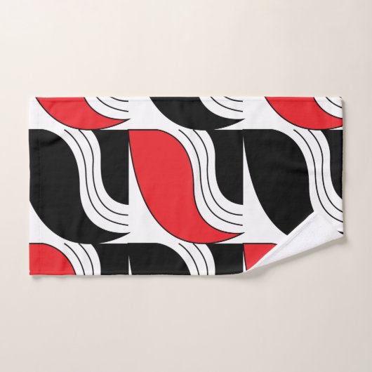 Black Red Modern Geometric Pattern Bad Handdoek (Handdoek)