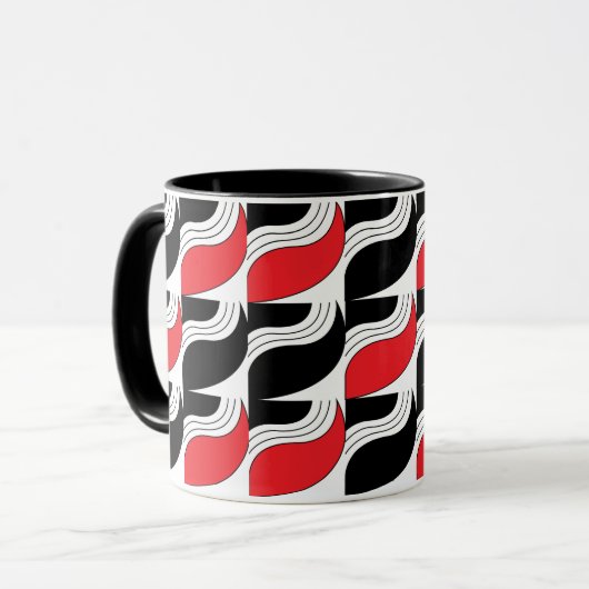 Black Red Modern Geometric Pattern Mok (Voorkant links)