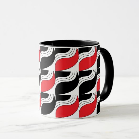 Black Red Modern Geometric Pattern Mok (Voorkant rechts)