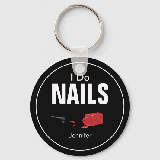 Black Red Modern I Do Nails (nageltechnicus) Sleutelhanger (Voorkant)