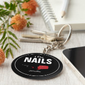 Black Red Modern I Do Nails (nageltechnicus) Sleutelhanger (Zijkant)