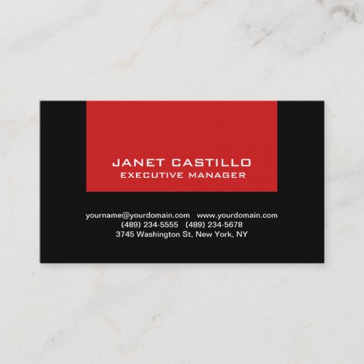 Black Red Modern Professional, eenvoudig Visitekaartje (Voorkant)