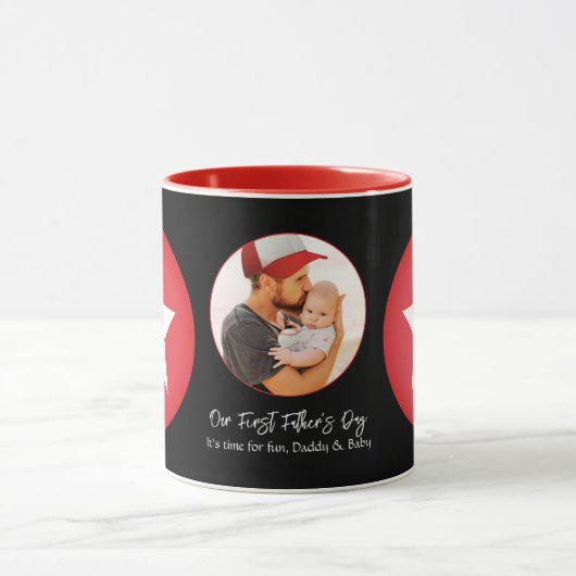 Black Red Modern Simple Cool Dad First Fathers Day Mok (Midden)