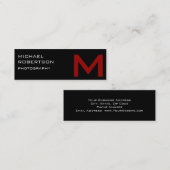 Black Red Monogram Fotograaf Visitekaartje (Voorkant / Achterkant)