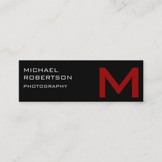 Black Red Monogram Fotograaf Visitekaartje (Voorkant)