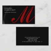 Black Red Monogram Interior Designer Visitekaartje (Voorkant / Achterkant)