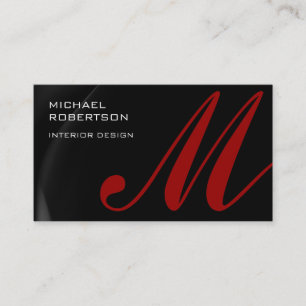 Black Red Monogram Interior Designer Visitekaartje