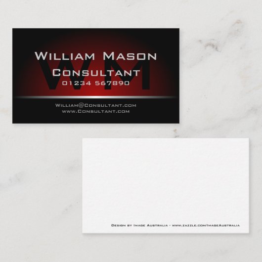 Black Red Monogram Professional - Visitekaartje (Voorkant / Achterkant)