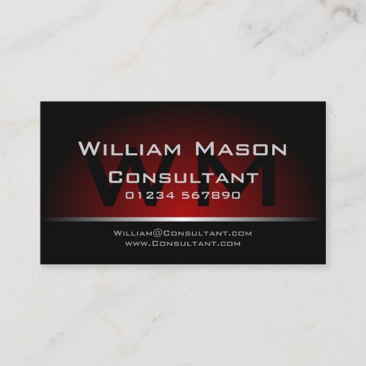 Black Red Monogram Professional - Visitekaartje (Voorkant)