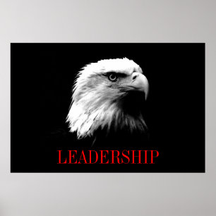 Black Red Motivatie Leadership Eagle Poster