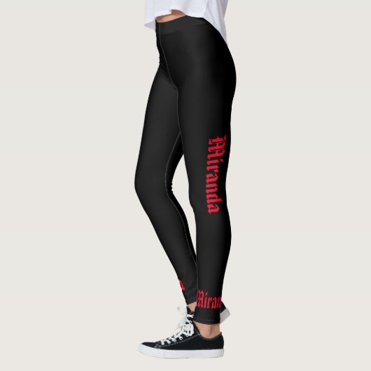 Black & Red Name American Gothic Script Tattoo Leggings (Links)