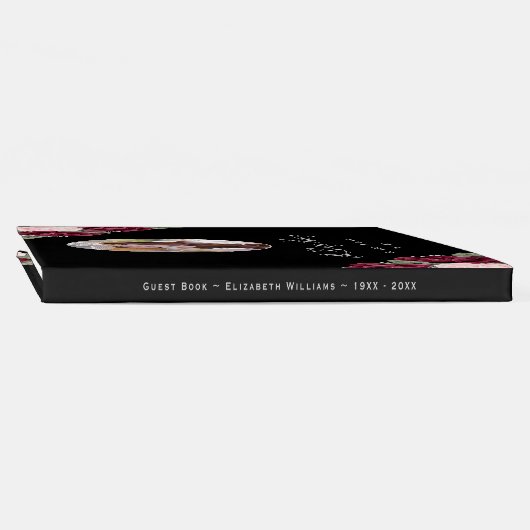 Black Red Pink Floral Memorial Gastenboek (Rug)
