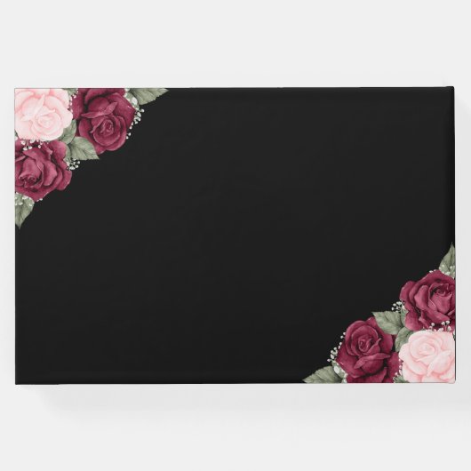 Black Red Pink Floral Memorial Gastenboek (Achterkant)