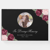 Black Red Pink Floral Memorial Gastenboek (Voorkant)