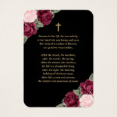 Black Red Pink Gold Floral Funeral Prayer Kaart (Achterkant)