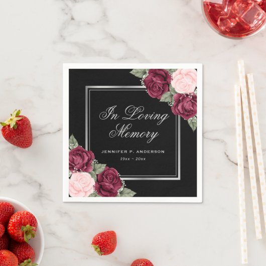 Black Red Pink Silver Floral Memorial Funeral Servet (Insitu)