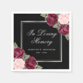 Black Red Pink Silver Floral Memorial Funeral Servet (Voorkant)