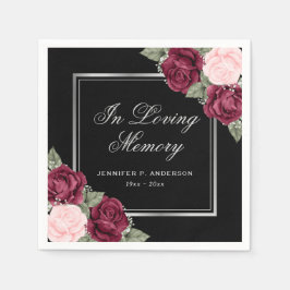 Black Red Pink Silver Floral Memorial Funeral Servet