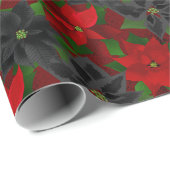 Black Red Poinsettia Gothic Kerstmis Cadeaupapier (Rol Hoek)