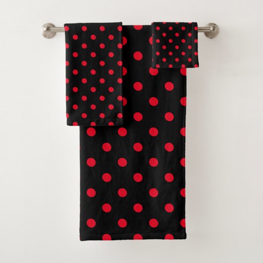 Black Red Polka Dot Bad Handdoek (Insitu)