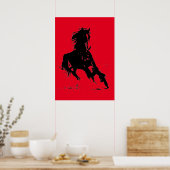 Black Red Pop Art met Horse Silhouette Poster (Keuken)