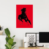 Black Red Pop Art met Horse Silhouette Poster (Thuiskantoor)