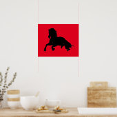 Black Red Pop Art met Horse Silhouette Poster (Keuken)