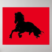 Black Red Pop Art met Horse Silhouette Poster (Voorkant)