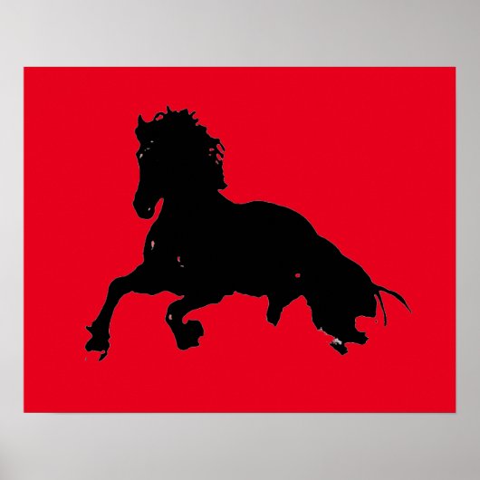 Black Red Pop Art met Horse Silhouette Poster (Voorkant)