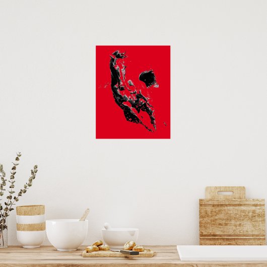Black Red Pop Art met paarden Poster (Keuken)