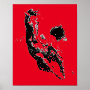 Black Red Pop Art met paarden Poster